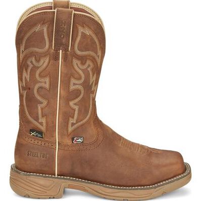 Justin Work Stampede Rush Men's Internal Met Steel Toe Electrical Hazard Waterproof Pull-on Western Work Boot, , large