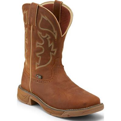 Justin Work Stampede Rush Men's Steel Toe Electrical Hazard Waterproof Pull-on Western Work Boot, , large