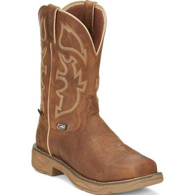 Justin Work Stampede Rush Men's Internal Met Steel Toe Electrical Hazard Waterproof Pull-on Western Work Boot, , large