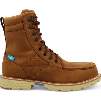 Twisted X Men's 8-Inch Moc Nano Toe Electrical Hazard Waterproof Leather Work Boot, , large