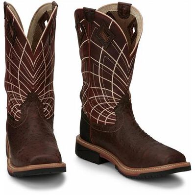 Justin Work Hybred® Derrickman Ostrich Men's Composite Toe Electrical Hazard Waterproof Work Boots, , large