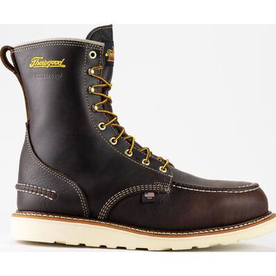 Thorogood 1957 Series Wedge Men's 8-inch Steel Toe Electrical Hazard Waterproof Work Boots, , large